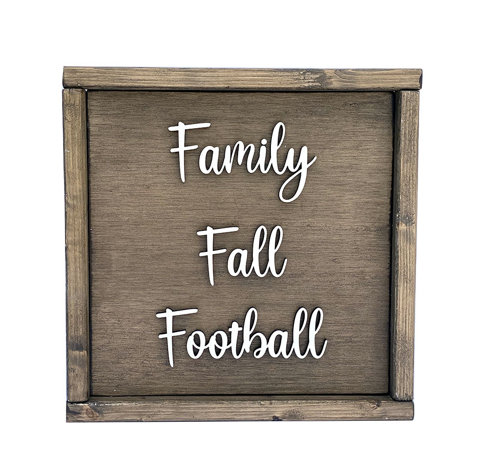 Handcrafted Family Fall Football Wood Sign - Rustic Home Decor