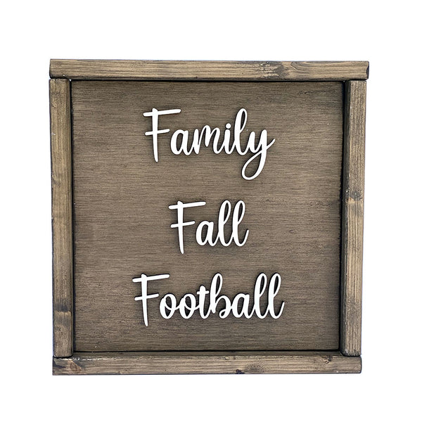 Handcrafted Family Fall Football Wood Sign - Rustic Home Decor