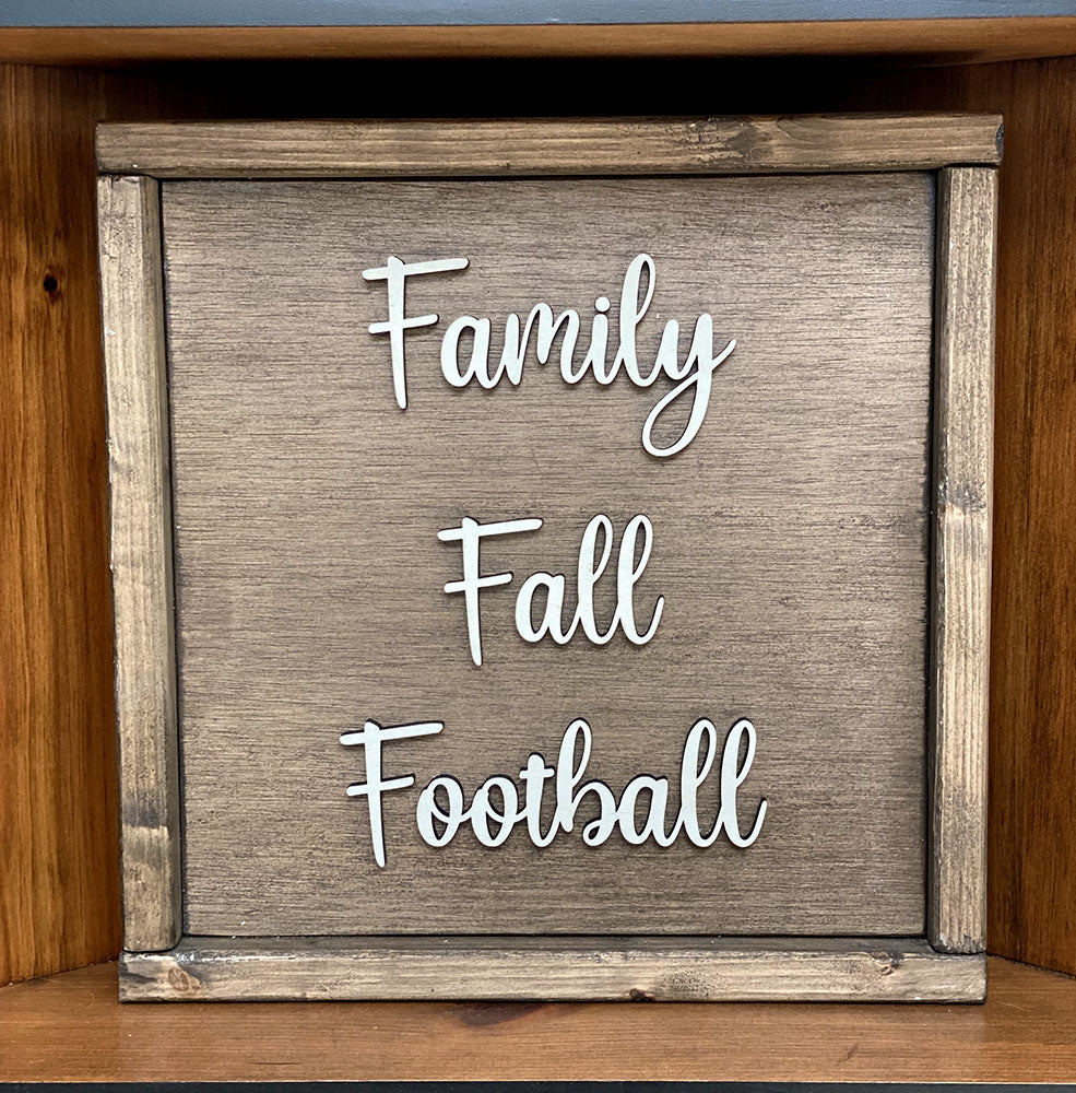 Handcrafted Family Fall Football Wood Sign - Rustic Home Decor