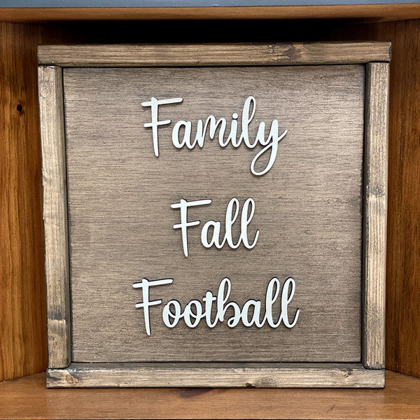 Handcrafted Family Fall Football Wood Sign - Rustic Home Decor
