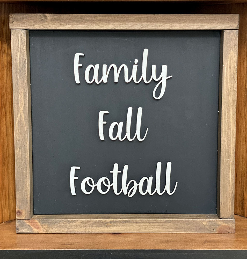 Handcrafted Family Fall Football Wood Sign - Rustic Home Decor