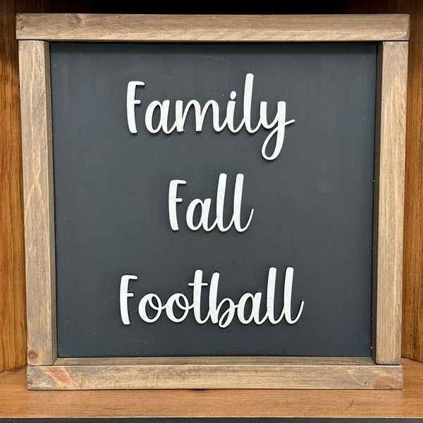 Handcrafted Family Fall Football Wood Sign - Rustic Home Decor