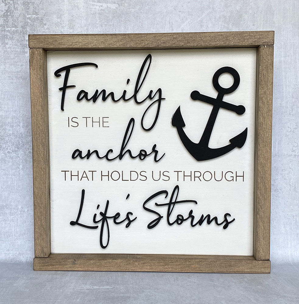 Family Anchor Wood Sign - Inspirational Home Decor Wall Art