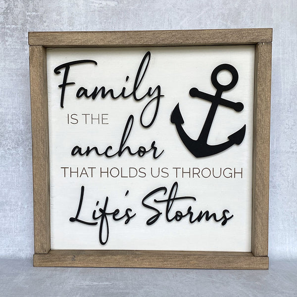 Family Anchor Wood Sign - Inspirational Home Decor Wall Art