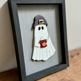 Ghost with beanie and pumpkin spice coffee
