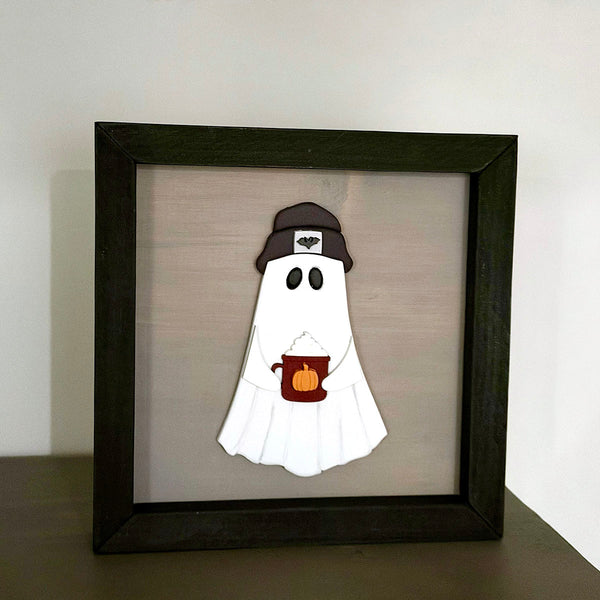 Ghost with Beanie Small Sign