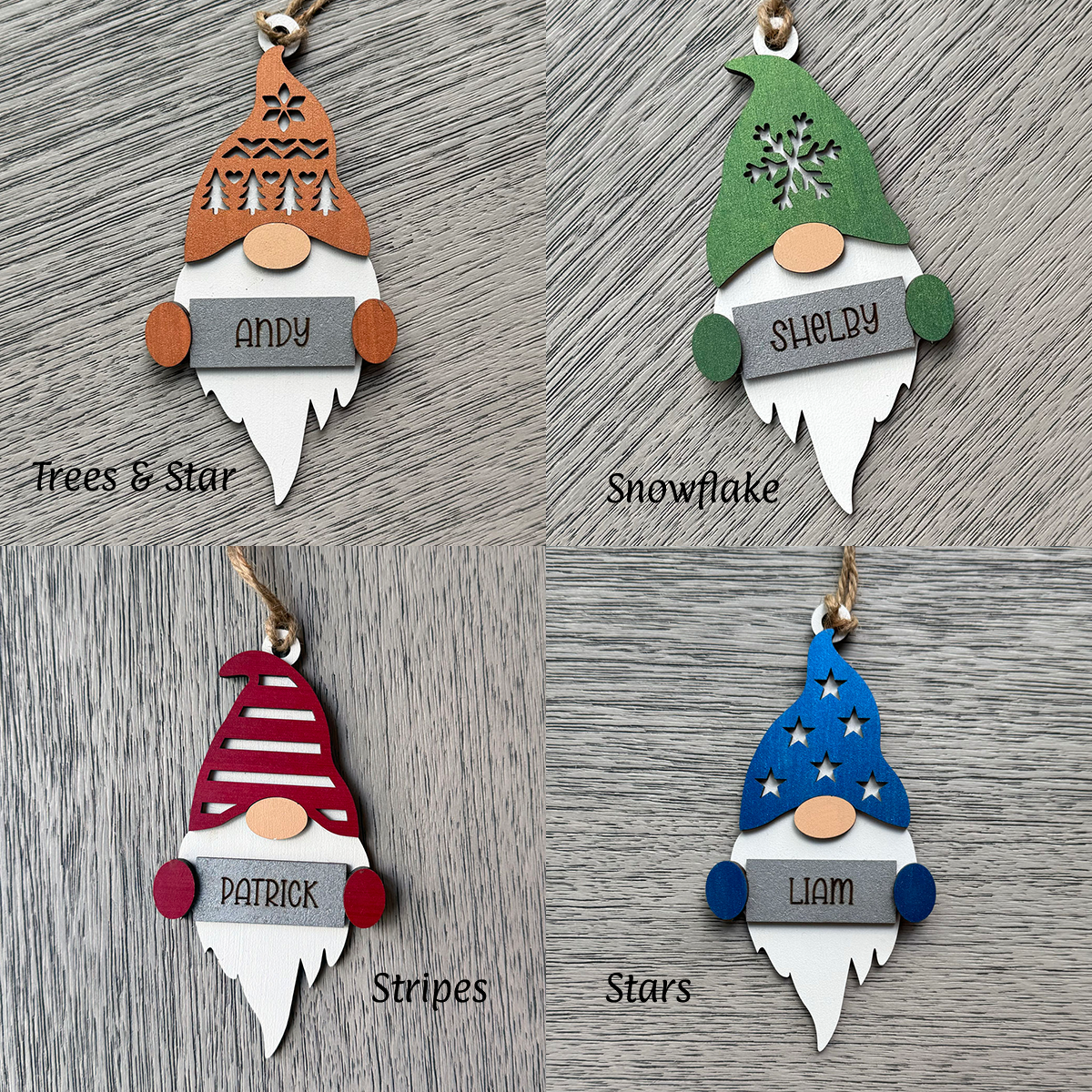 Personalized Christmas Gnome Ornaments - Custom Holiday Decorations