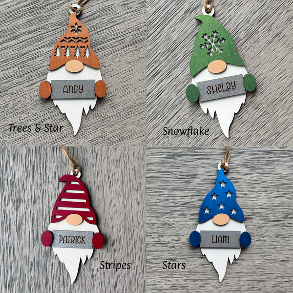 Personalized Christmas Gnome Ornaments - Custom Holiday Decorations