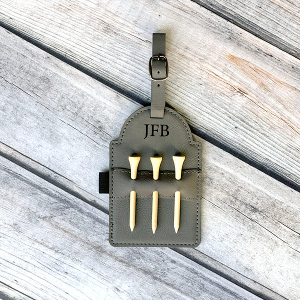 Personalized Leatherette Golf Tee Holder - Custom Monogram Golf Accessories
