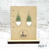 Gnome Earrings Green Glitter Style 1