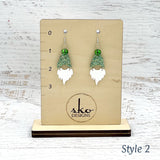 Gnome Earrings Green Glitter Style 2