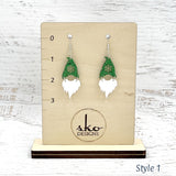 Gnome Earrings Shamrock Green Glitter Style 1