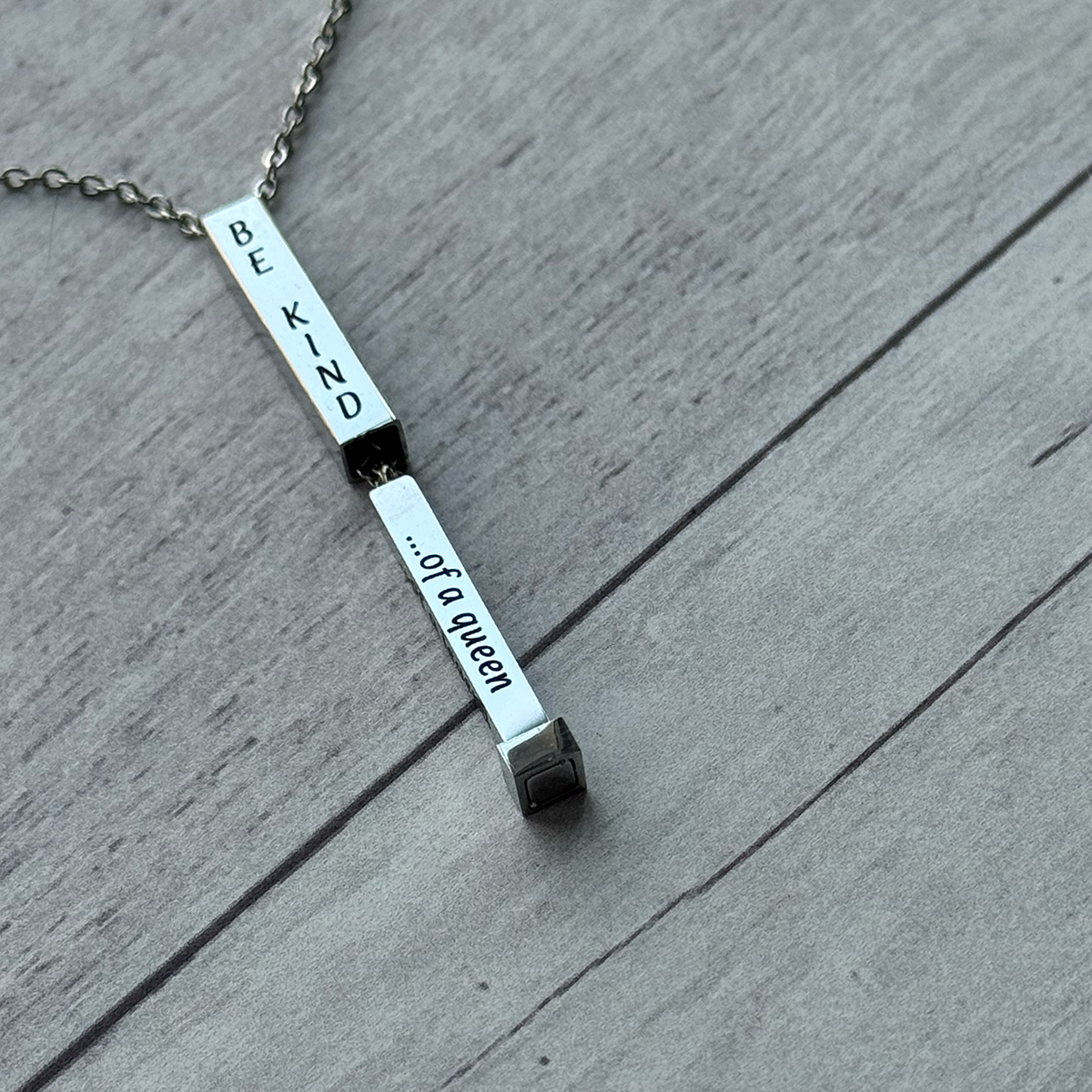 Hidden Message Necklace - Personalized Stainless Steel Bar Necklace
