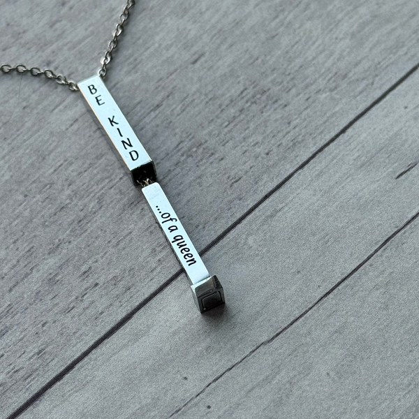 Hidden Message Necklace - Personalized Stainless Steel Bar Necklace