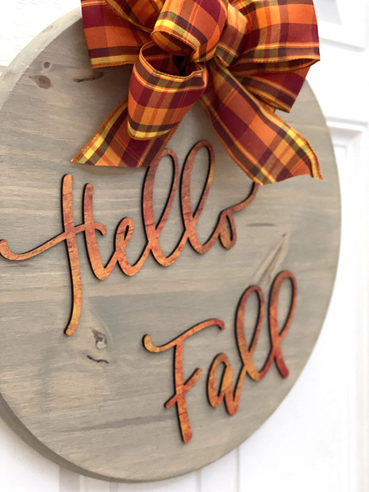 Hello Fall Wood Sign - Handcrafted 18" Round Autumn Decor