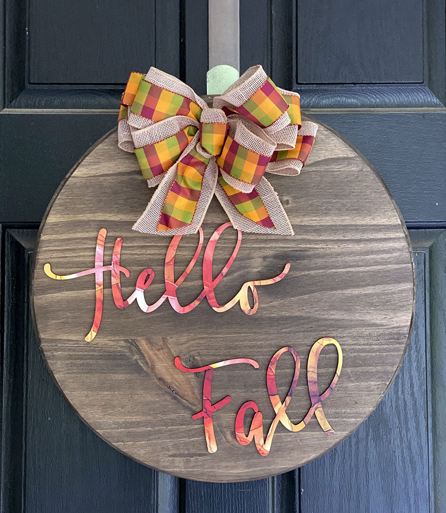 Hello Fall Wood Sign - Handcrafted 18" Round Autumn Decor