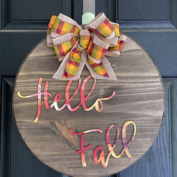 Hello Fall Wood Sign - Handcrafted 18" Round Autumn Decor