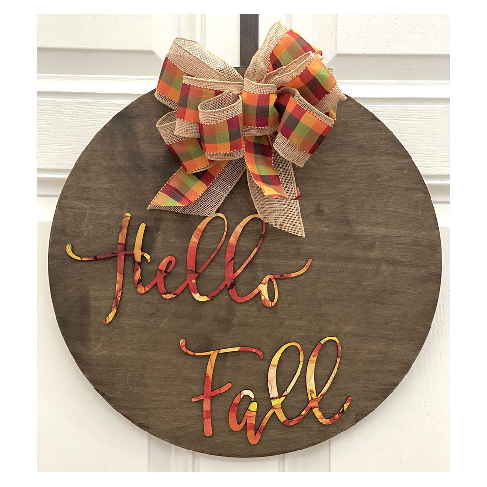 Hello Fall Wood Sign - Handcrafted 18" Round Autumn Decor