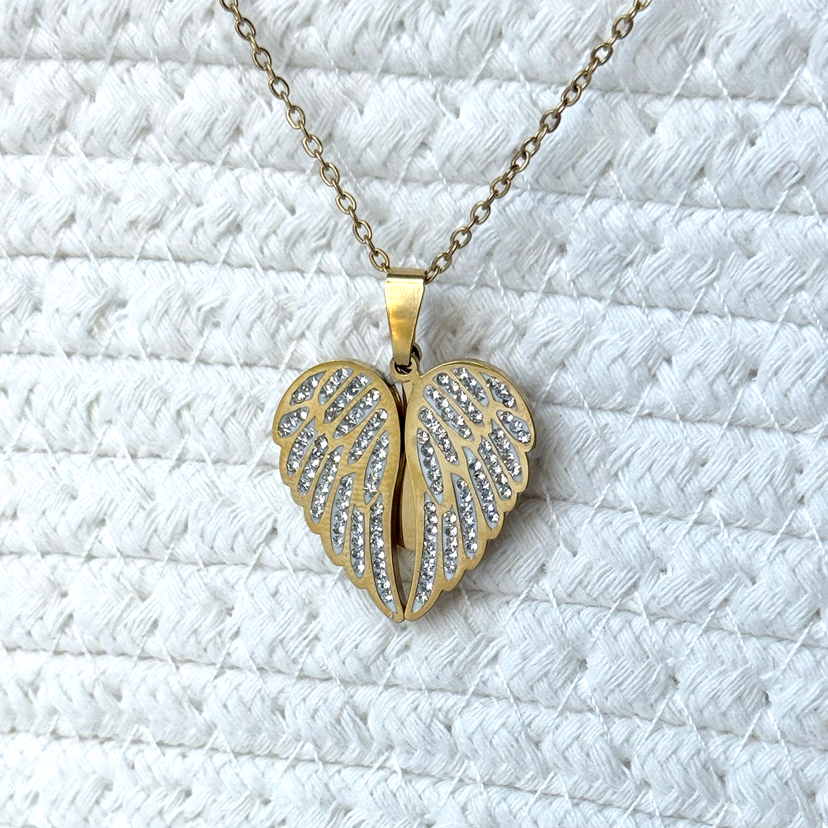 Memorial Wings Hidden Heart Necklace - Personalized Engraved Jewelry