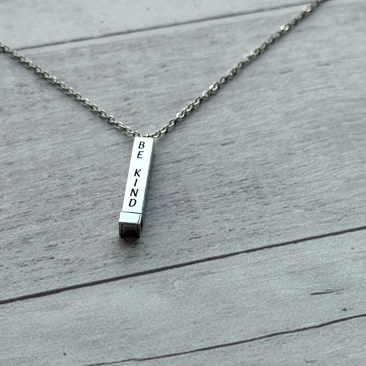 Hidden Message Necklace - Personalized Stainless Steel Bar Necklace