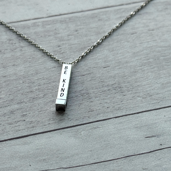 Hidden Message Necklace - Personalized Stainless Steel Bar Necklace