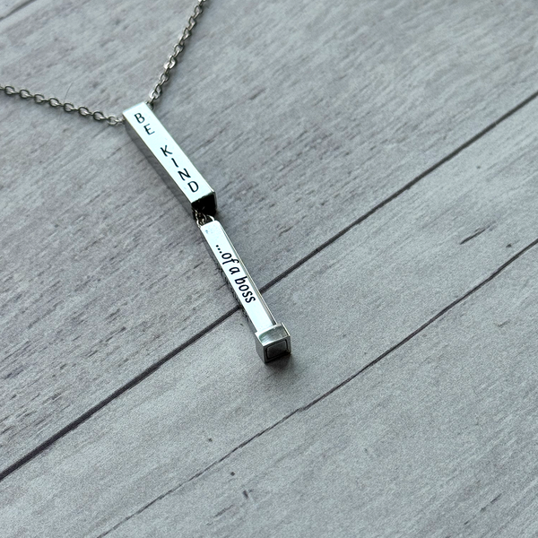 Hidden Message Necklace - Personalized Stainless Steel Bar Necklace
