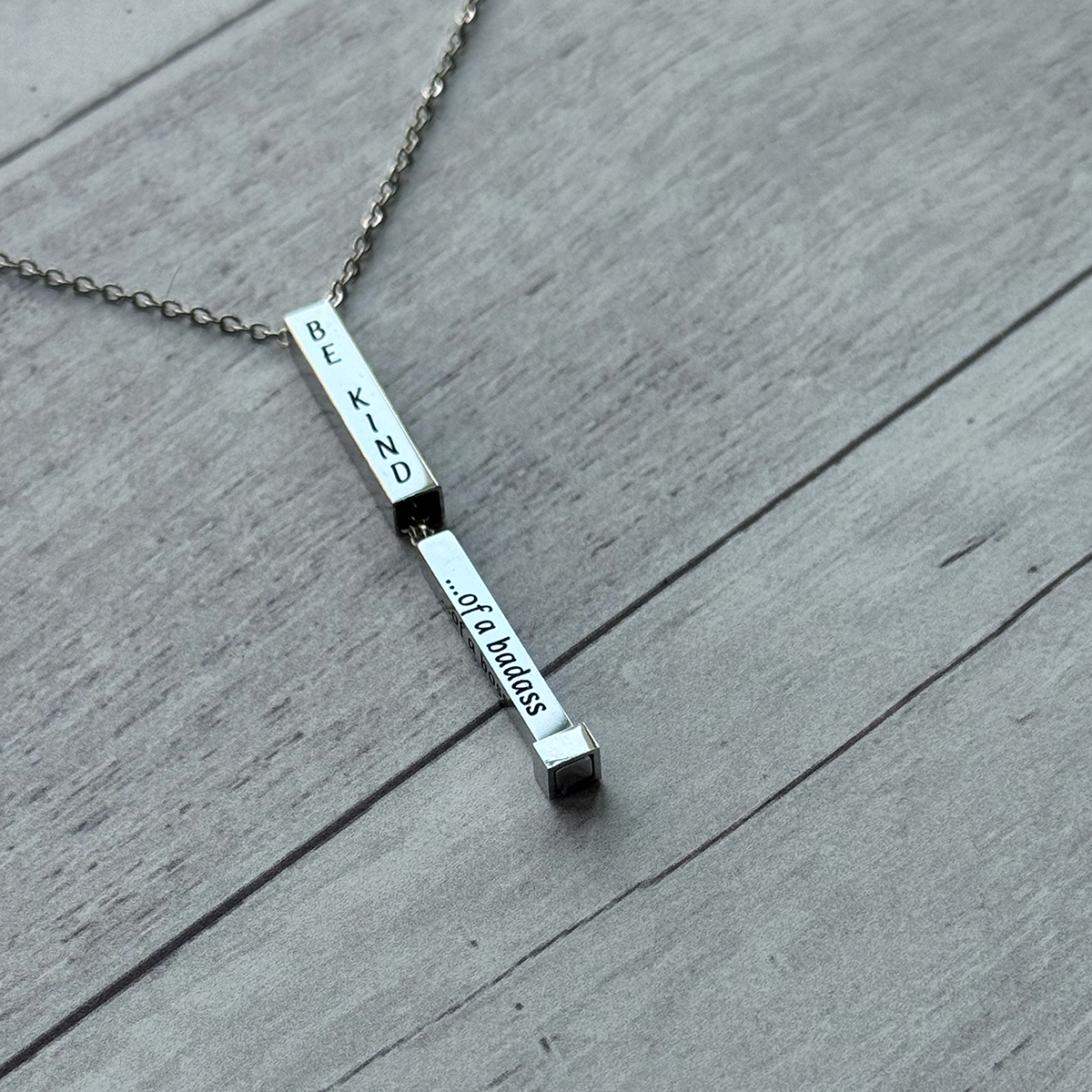 Hidden Message Necklace - Personalized Stainless Steel Bar Necklace