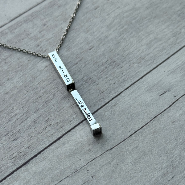 Hidden Message Necklace - Personalized Stainless Steel Bar Necklace