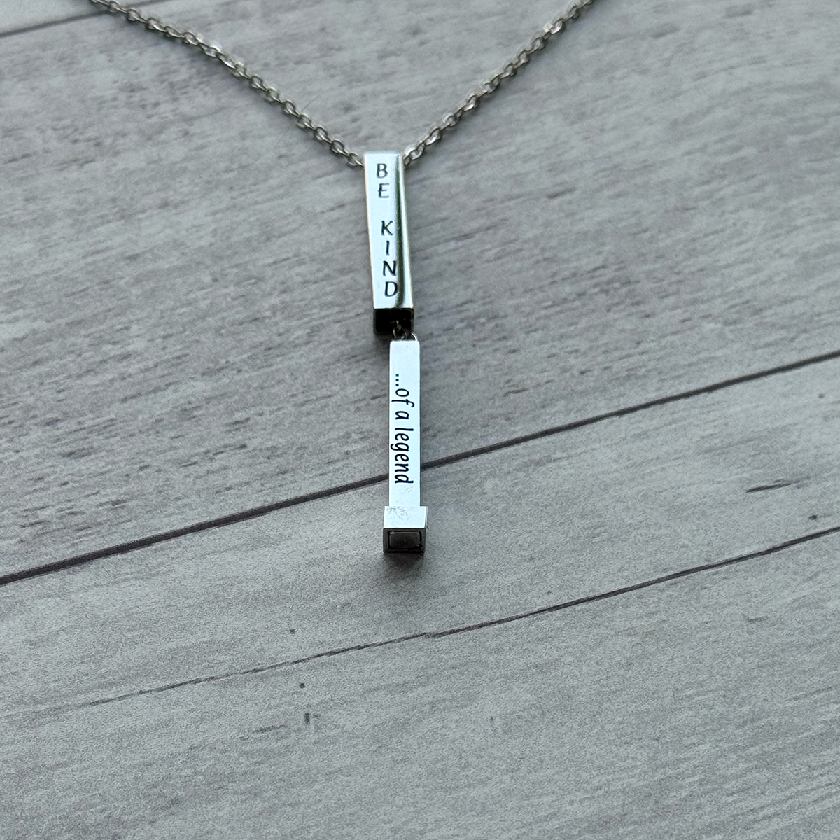 Hidden Message Necklace - Personalized Stainless Steel Bar Necklace