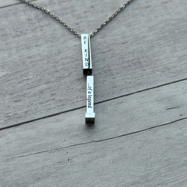 Hidden Message Necklace - Personalized Stainless Steel Bar Necklace