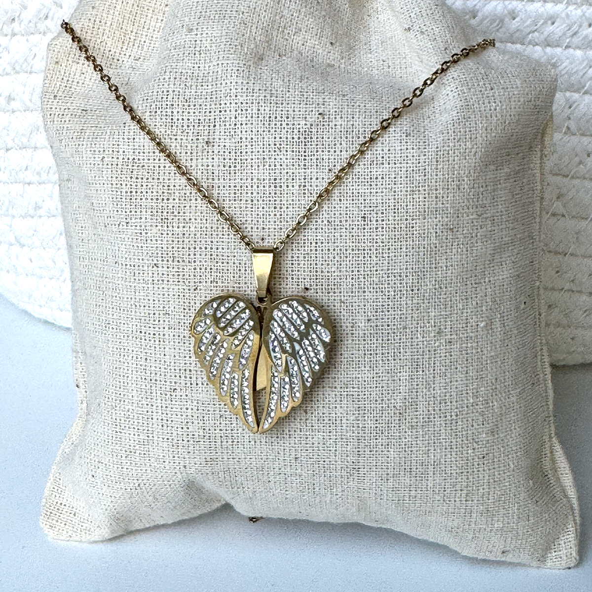 Memorial Wings Hidden Heart Necklace - Personalized Engraved Jewelry