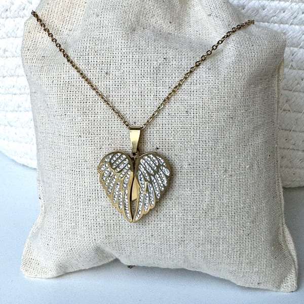 Memorial Wings Hidden Heart Necklace - Personalized Engraved Jewelry