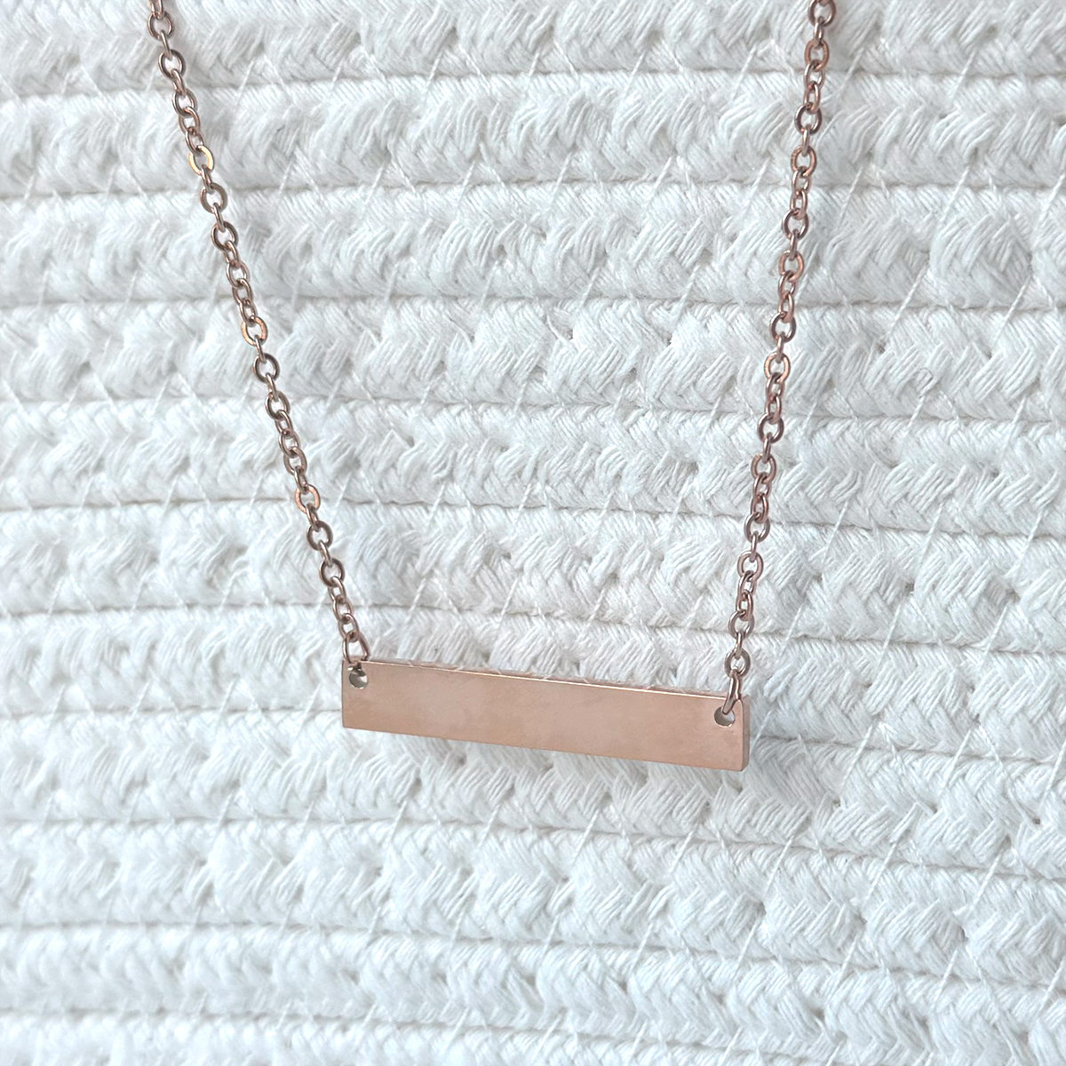 Custom Engraved Horizontal Bar Necklace - Personalized Stainless Steel Jewelry