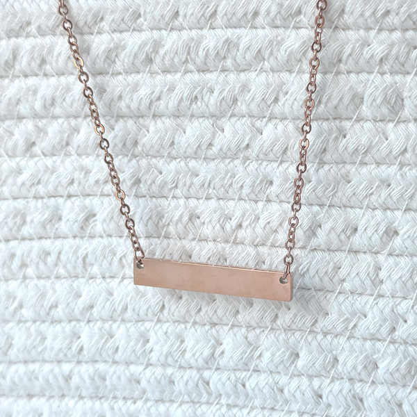 Custom Engraved Horizontal Bar Necklace - Personalized Stainless Steel Jewelry