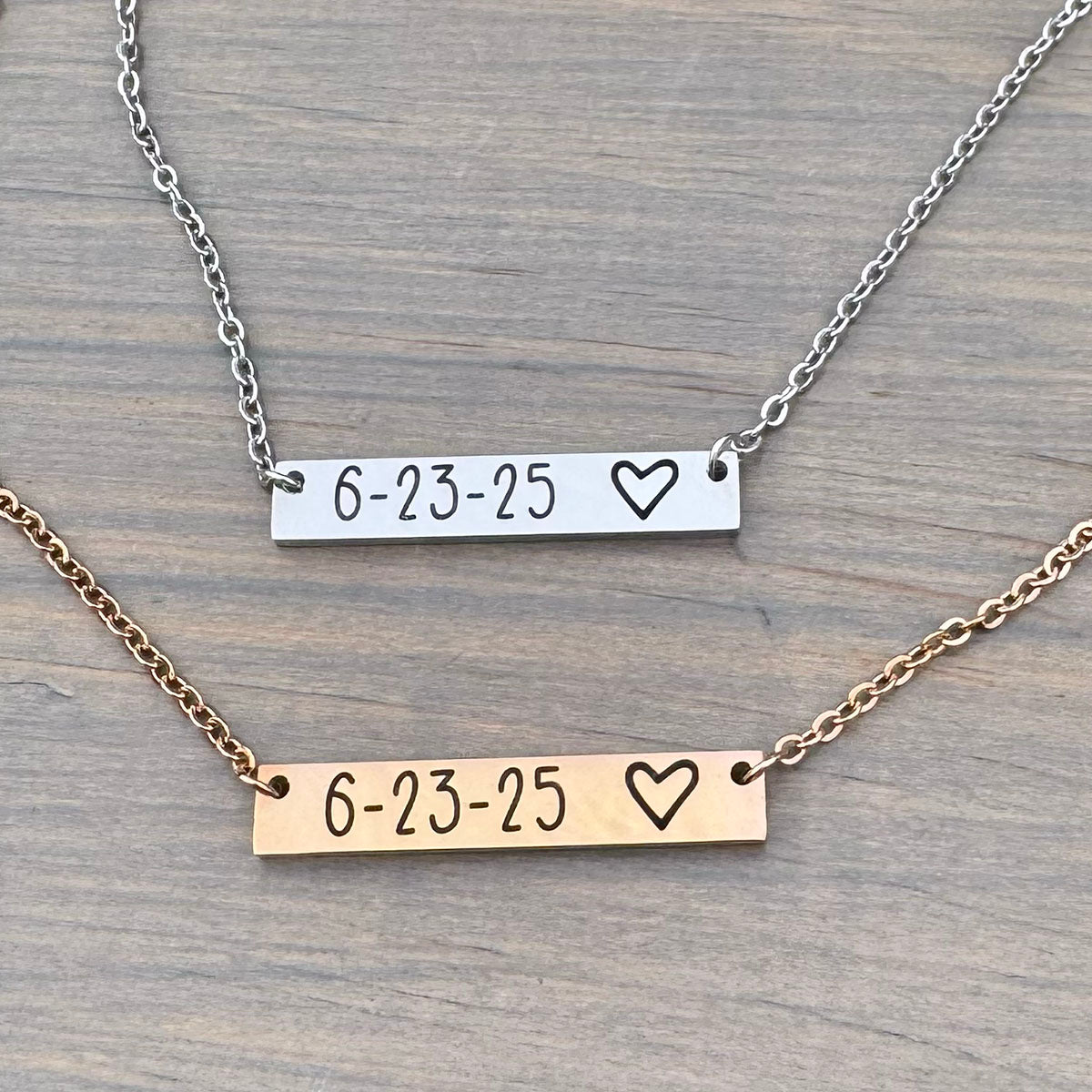 Custom Engraved Horizontal Bar Necklace - Personalized Stainless Steel Jewelry