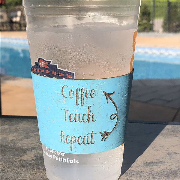 Coffee Teach Repeat Cork Coffee Cup Sleeve - Eco-Friendly Reusable Insulator