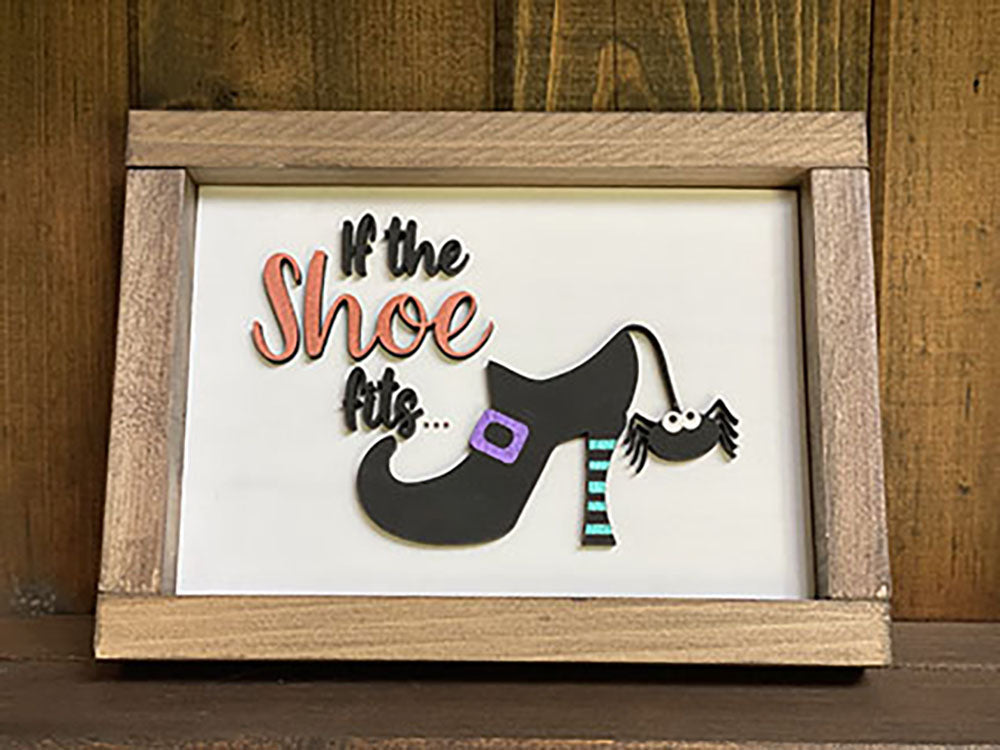 Halloween Witch Shoe Wood Sign - Handcrafted Home Decor