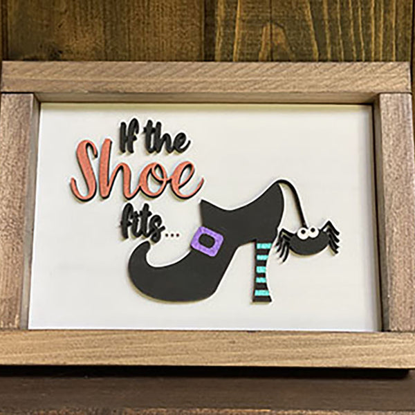 Halloween Witch Shoe Wood Sign - Handcrafted Home Decor