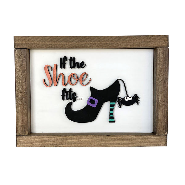 Halloween Witch Shoe Wood Sign - Handcrafted Home Decor