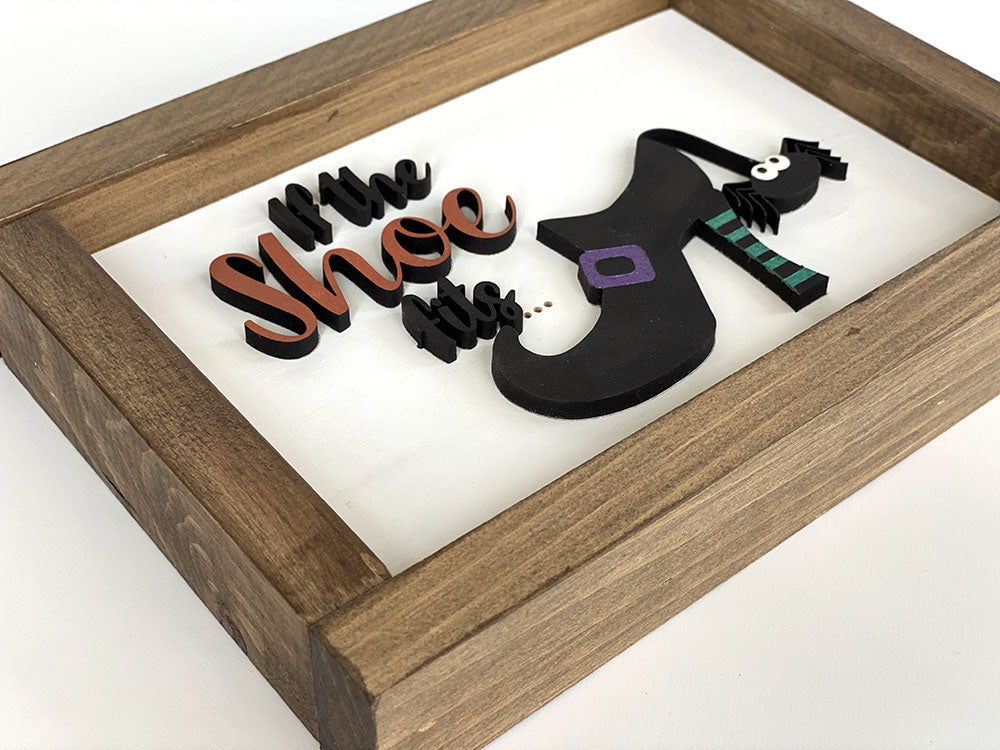 Halloween Witch Shoe Wood Sign - Handcrafted Home Decor