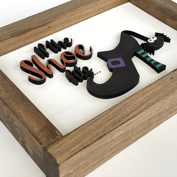 Halloween Witch Shoe Wood Sign - Handcrafted Home Decor