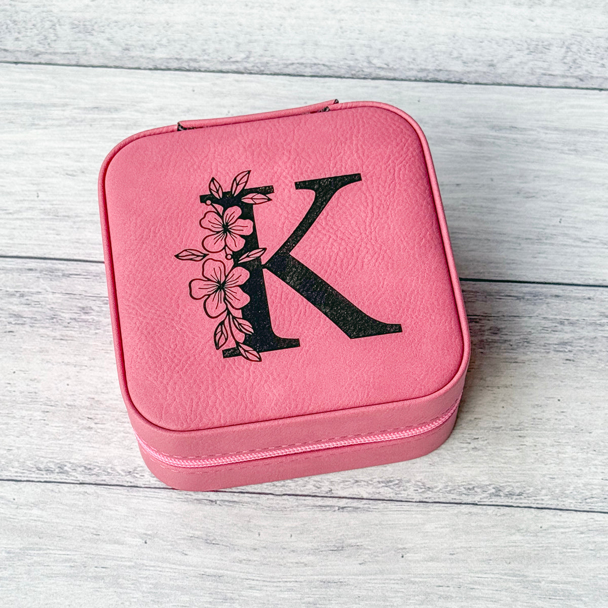 Personalized Travel Jewelry Box - Custom Engraved Leatherette Organizer