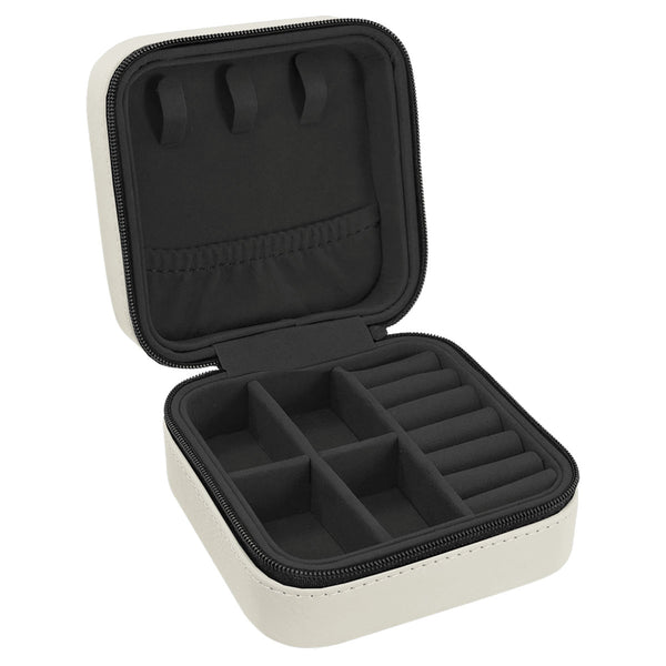 Personalized Travel Jewelry Box - Custom Engraved Leatherette Organizer