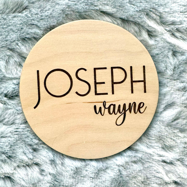 Custom Engraved Baby Birth Announcement Keepsake Set - Personalized Wood Circles