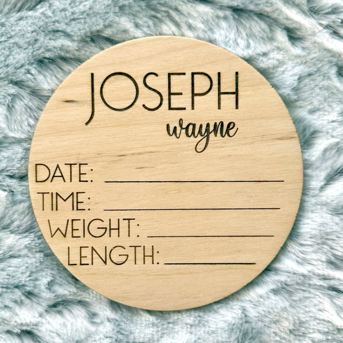 Custom Engraved Baby Birth Announcement Keepsake Set - Personalized Wood Circles