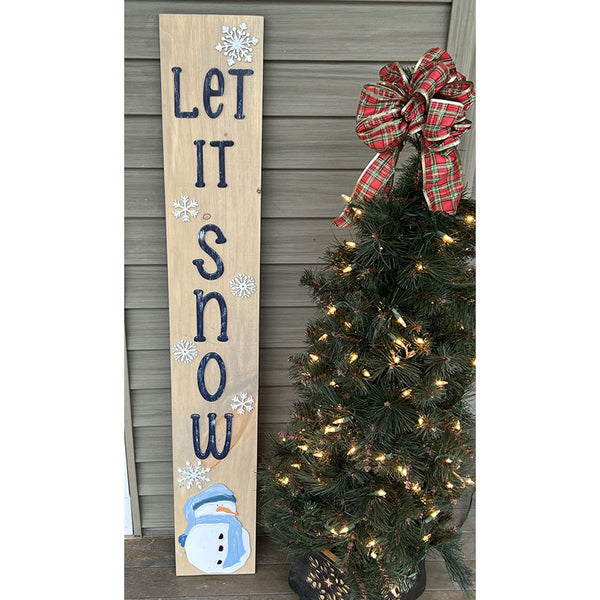 Let it Snow Leaner Sign - Handcrafted Briarwood Winter Decor