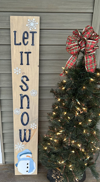 Let it Snow Leaner Sign - Handcrafted Briarwood Winter Decor