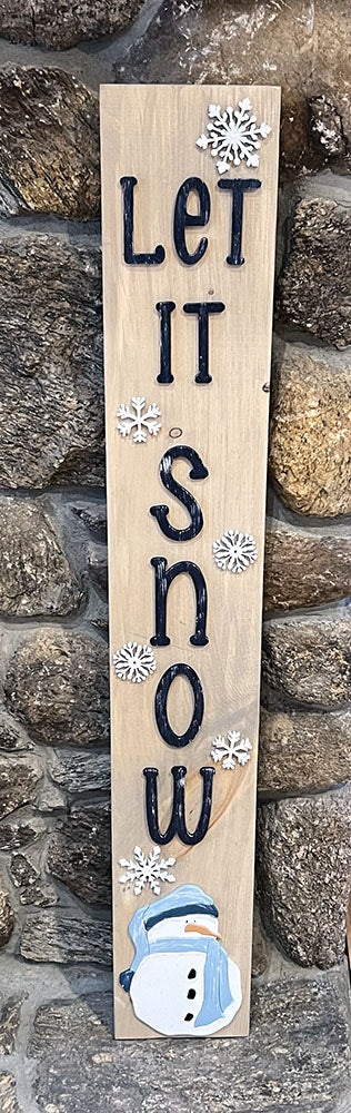 Let it Snow Leaner Sign - Handcrafted Briarwood Winter Decor