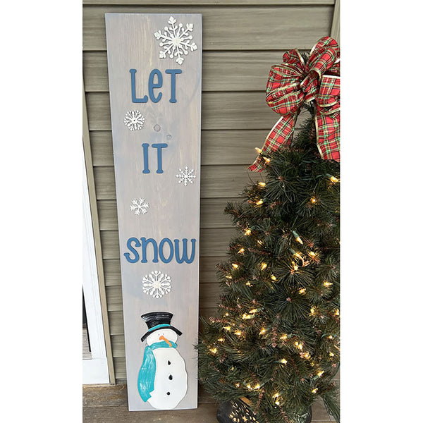 Let It Snow Leaner Sign - Handcrafted Gray Wood Winter Decor