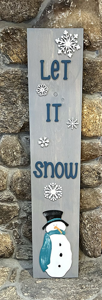 Let It Snow Leaner Sign - Handcrafted Gray Wood Winter Decor